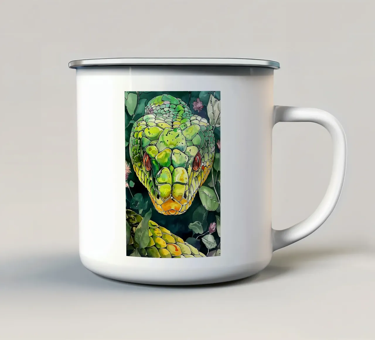 Serpente verde tazza in smalto da Justyna Jaszke JBJart