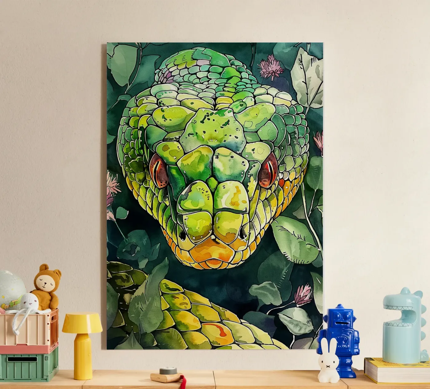 Green snake Acryl-Glas von Justyna Jaszke JBJart