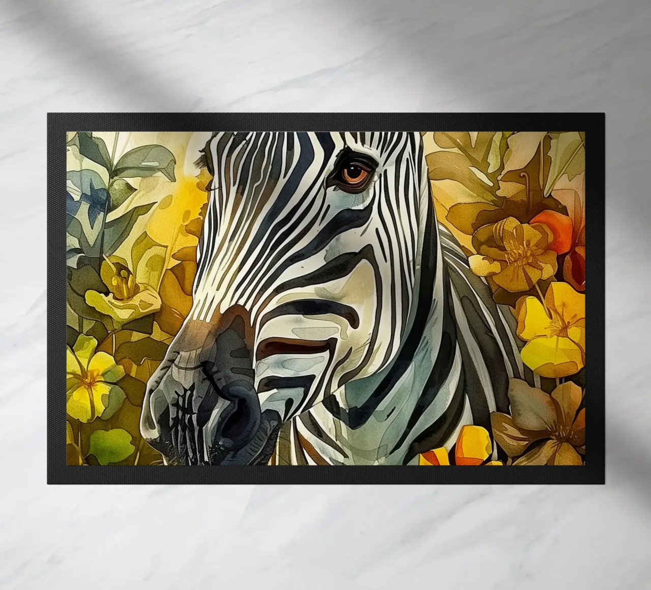 Zebra art doormat by Justyna Jaszke JBJart