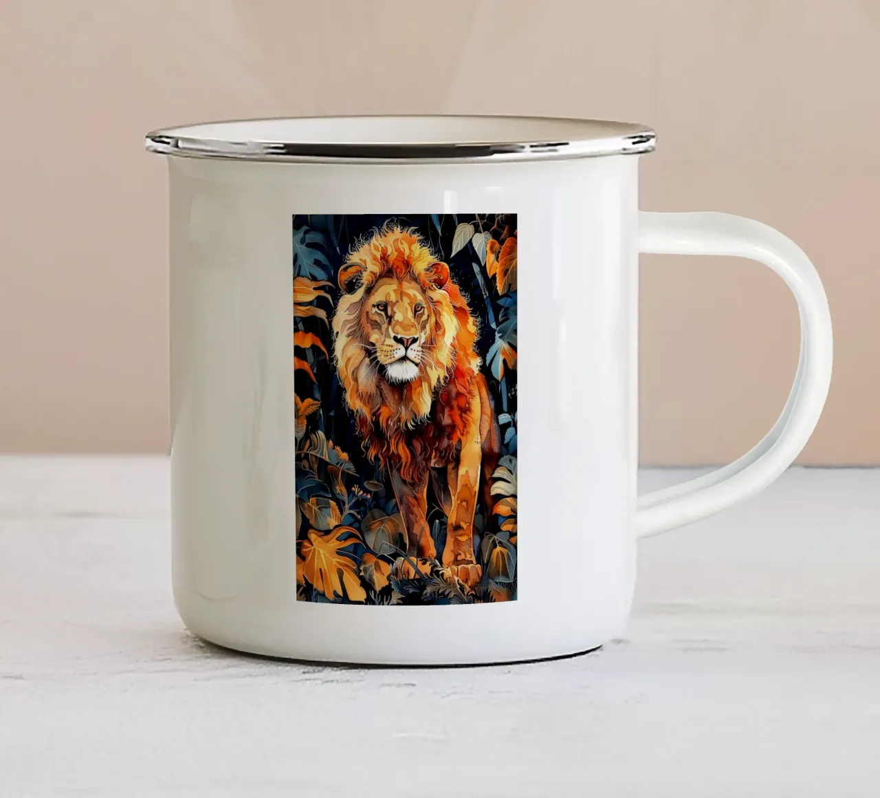 Il re Leone tazza in smalto da Justyna Jaszke JBJart