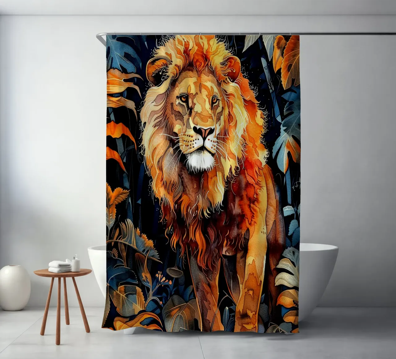 Lion the king shower curtain by Justyna Jaszke JBJart