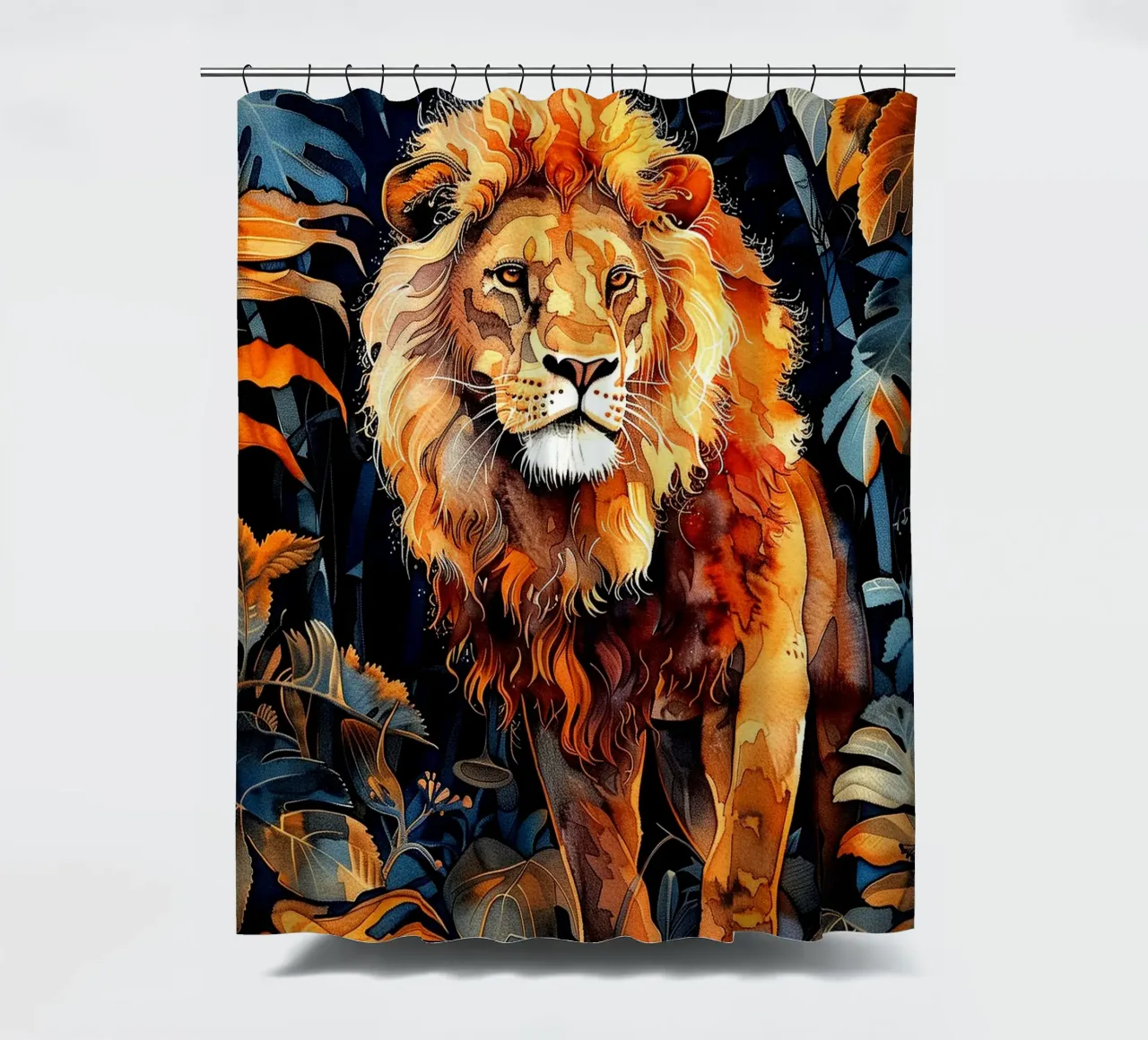 Lion the king shower curtain by Justyna Jaszke JBJart