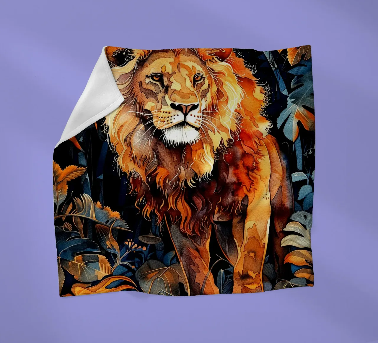 Lion the king fleece blanket by Justyna Jaszke JBJart