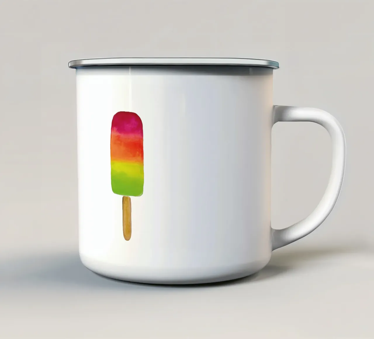 Rainbow Popsicle - Regenbogenfarben - buntes Eis am Stil tazza in smalto da Petra Lang