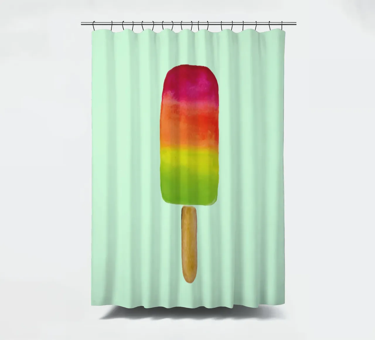 Rainbow Popsicle - Regenbogenfarben - buntes Eis am Stil shower curtain by Petra Lang