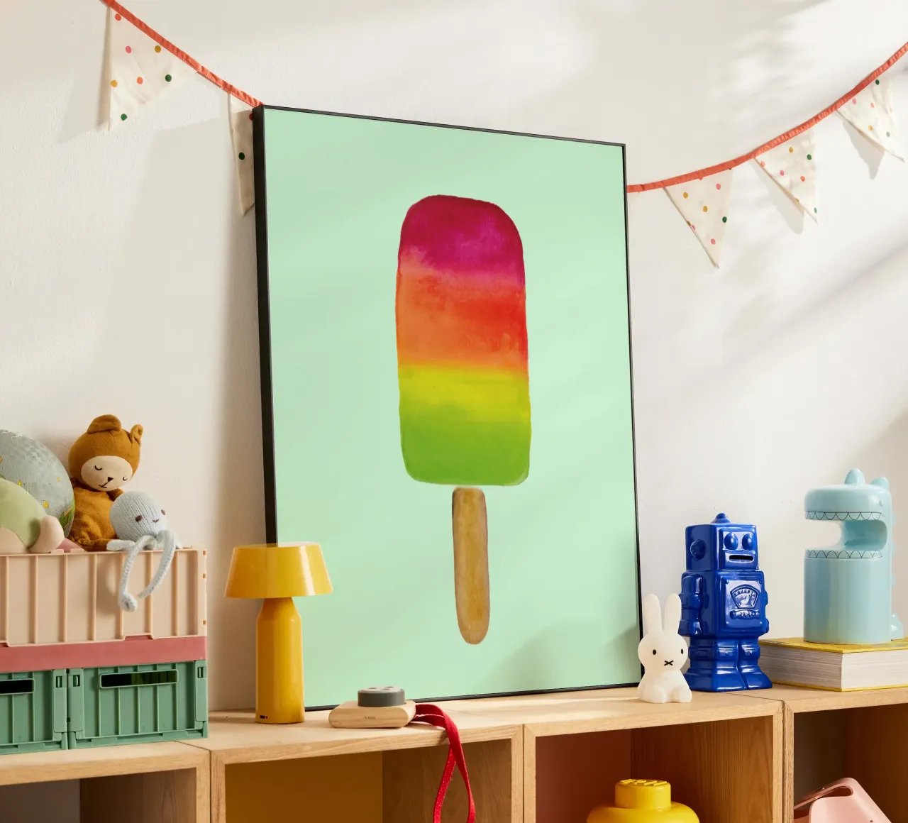 Rainbow Popsicle - Regenbogenfarben - buntes Eis am Stil forex plate by Petra Lang