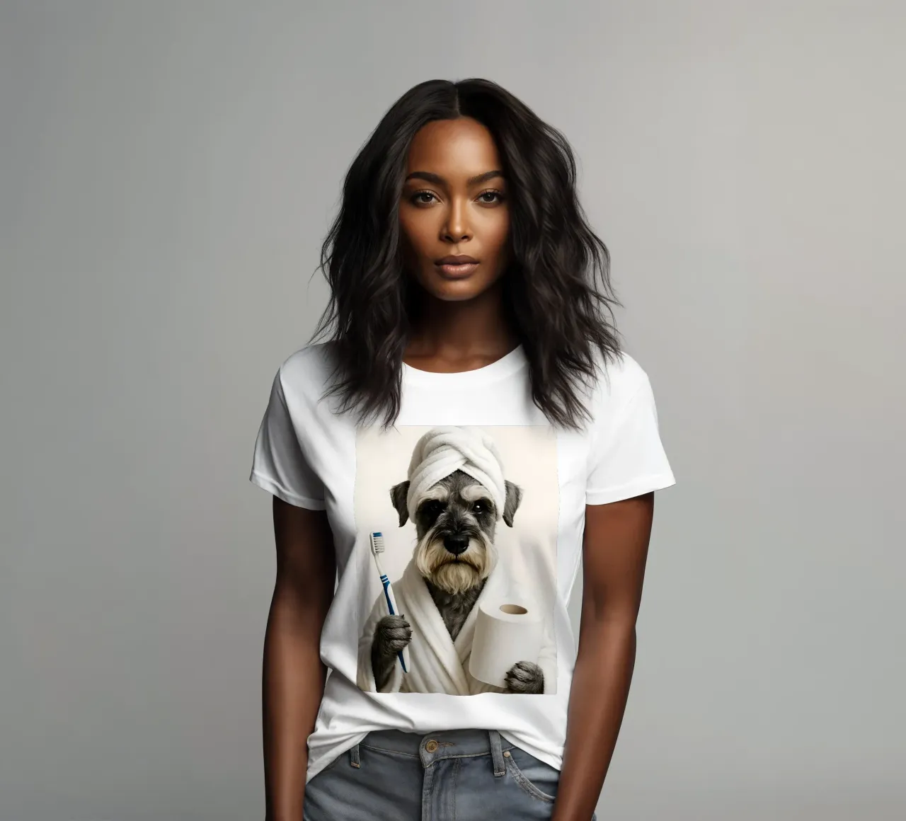 Cane divertente per il bagno t-shirt da donna da ARTOMATIC