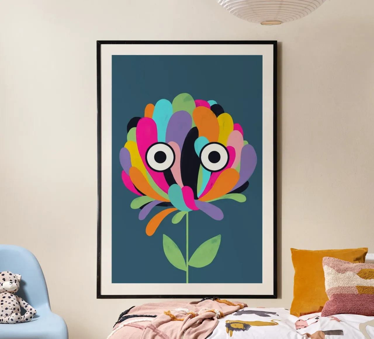 Curious Colorful Flower poster con telaio in alluminio da Doozal