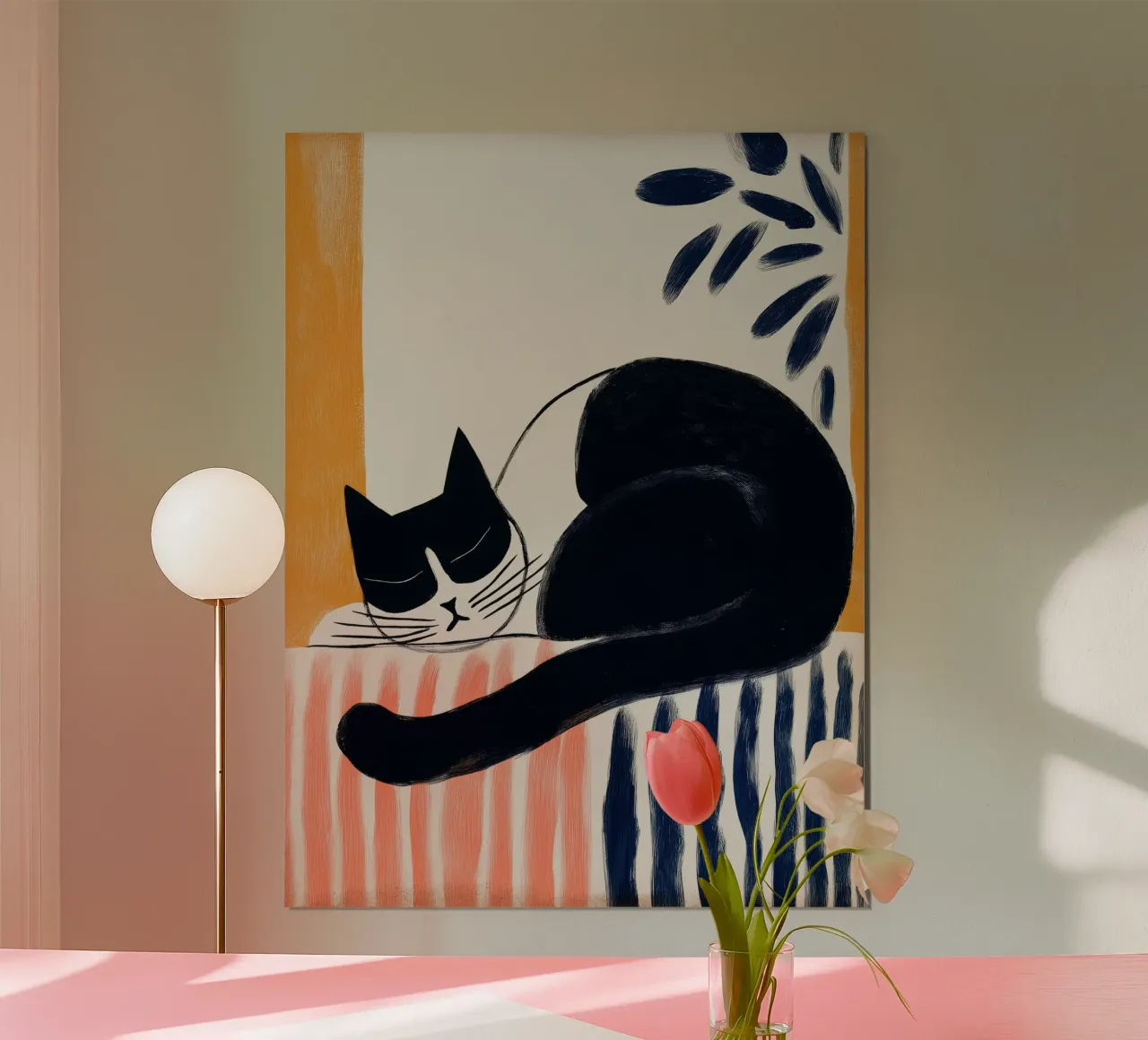 Gatto che dorme poster con telaio in plastica da Imagine