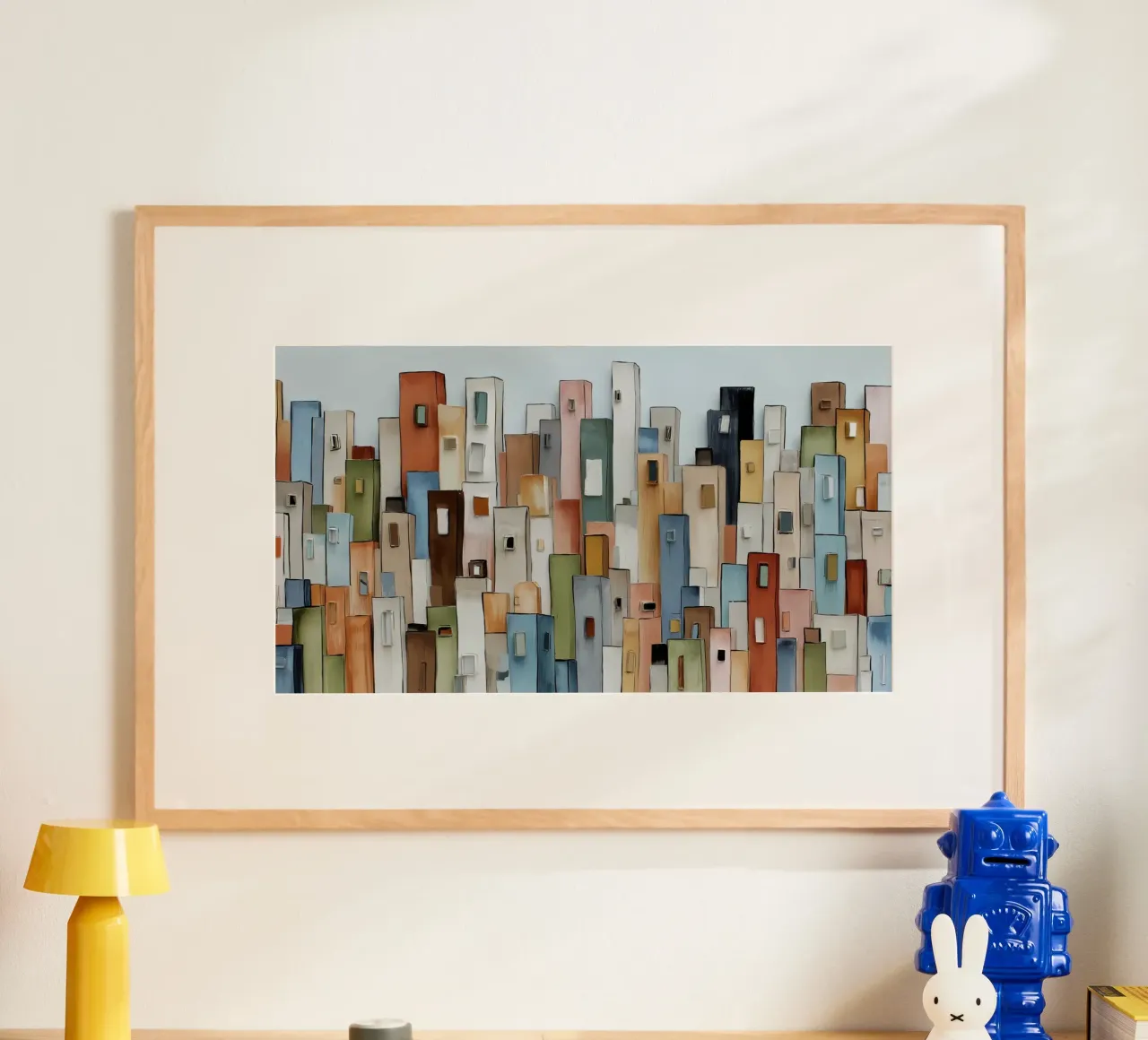 Città dei cartoni animati poster con telaio in plastica da Imagine