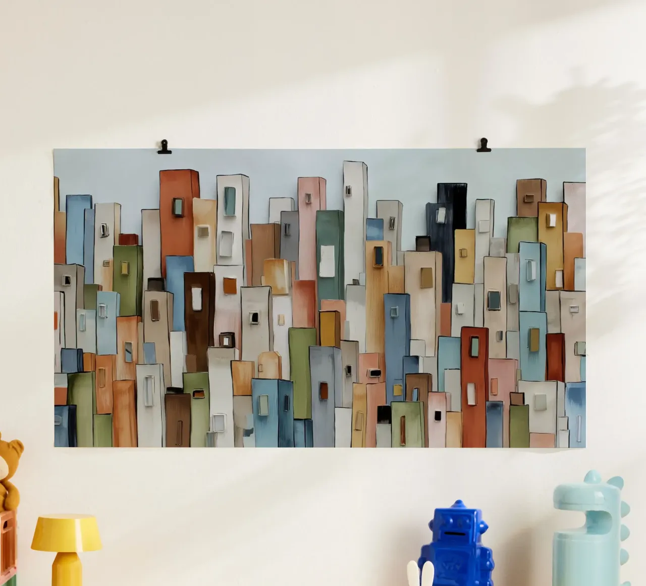 Città dei cartoni animati poster con telaio in plastica da Imagine