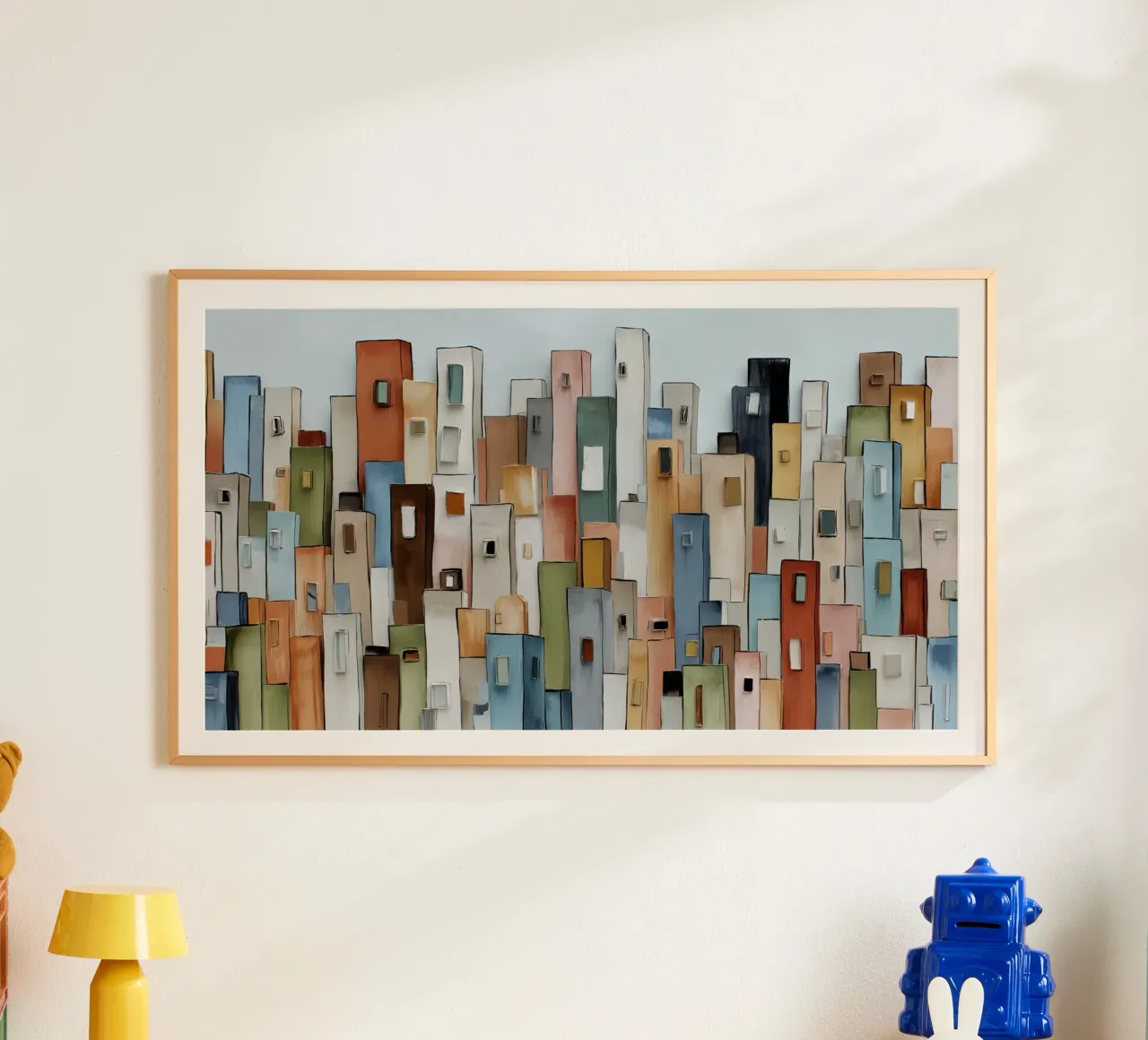 Città dei cartoni animati poster con telaio in plastica da Imagine