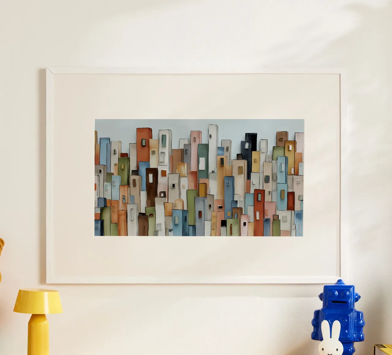 Città dei cartoni animati poster con telaio in plastica da Imagine