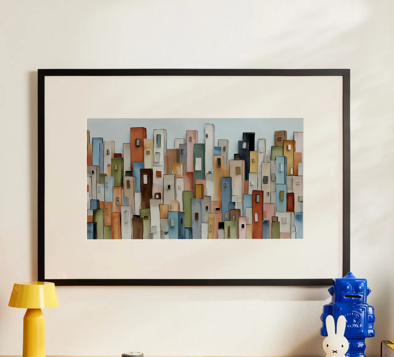 Città dei cartoni animati poster con telaio in plastica da Imagine