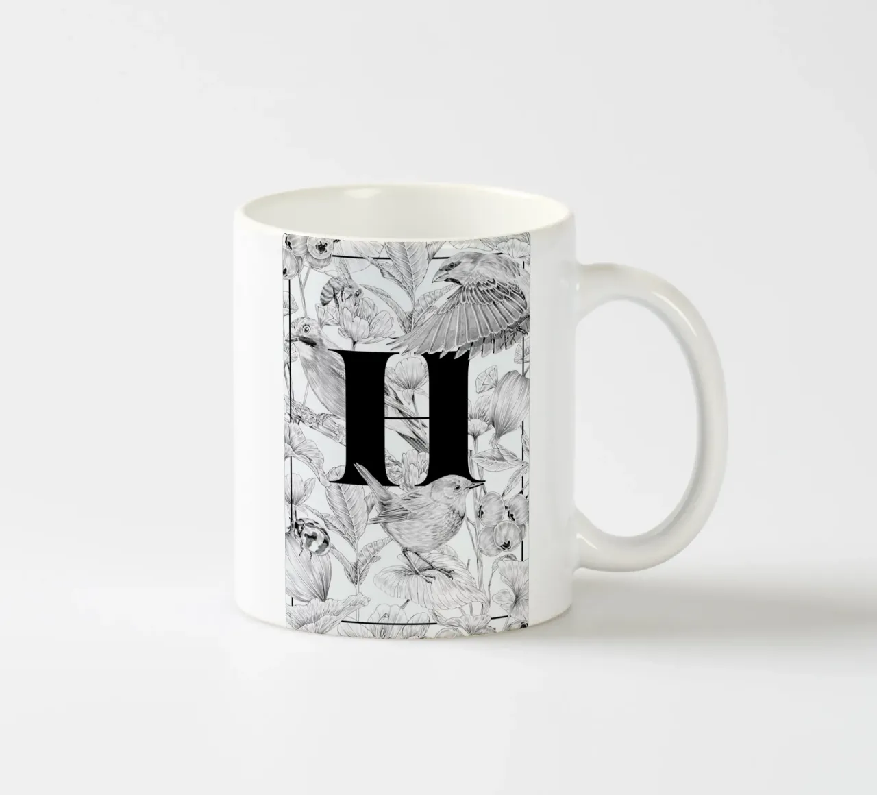 Floral Alphabet H tazza in ceramica da Faunesque