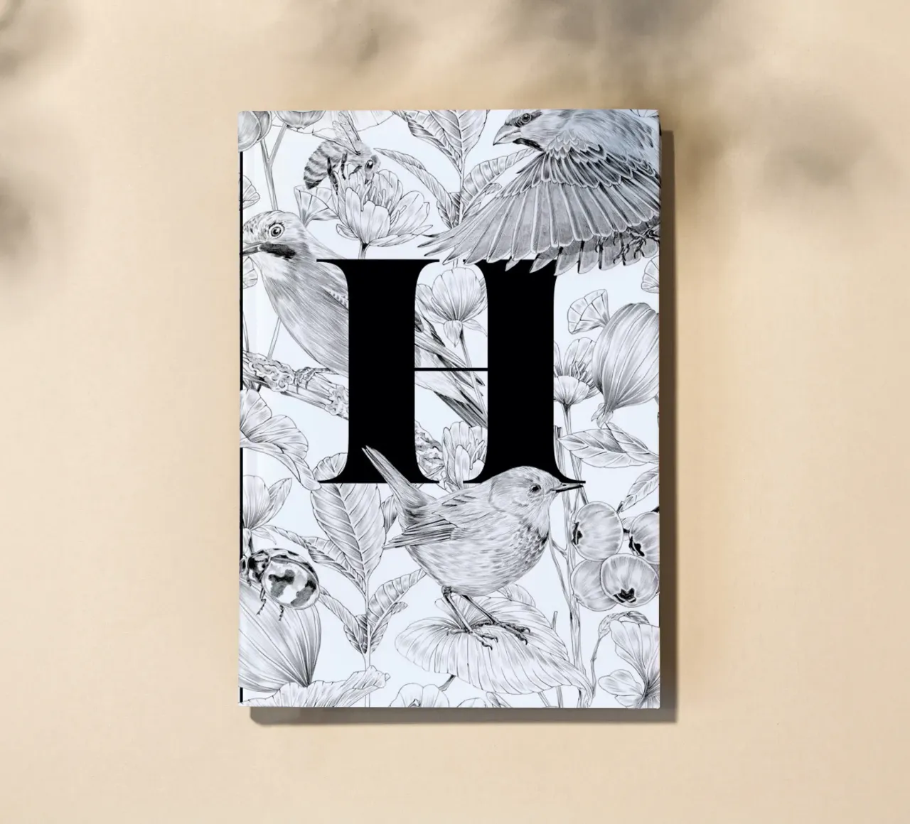 Floral Alphabet H notebook by Faunesque