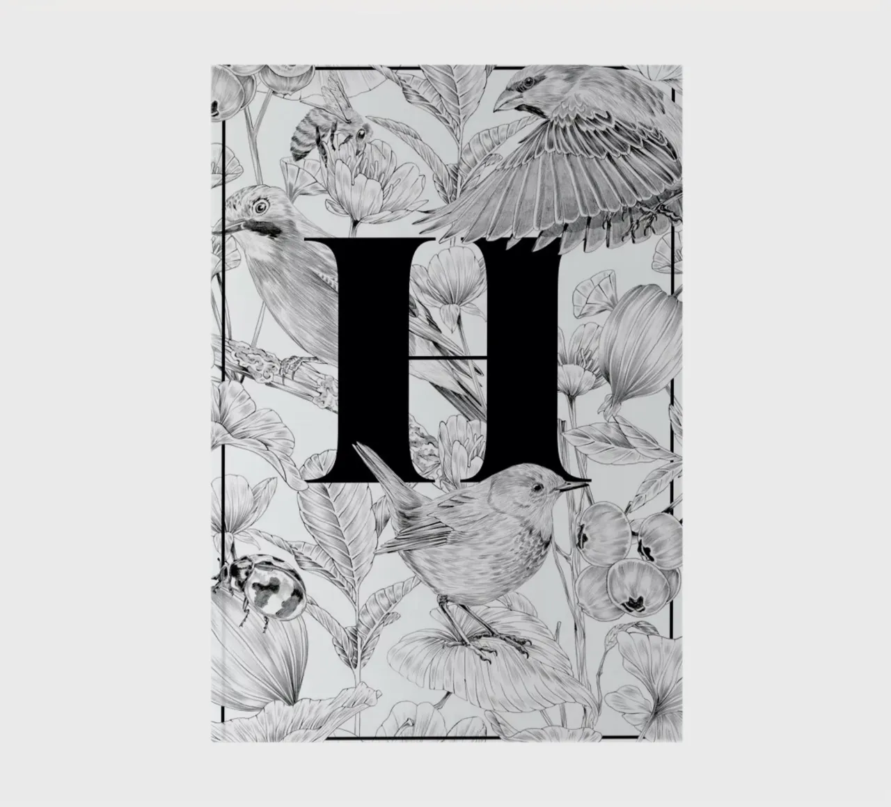 Floral Alphabet H notebook by Faunesque