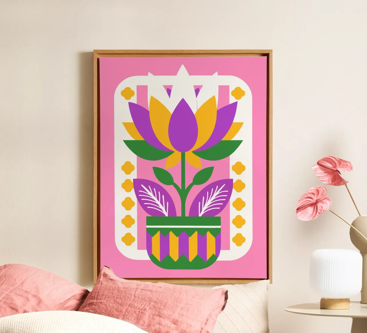 Bloempot canvas met Baklijst van FLOWER PLACE SHOP