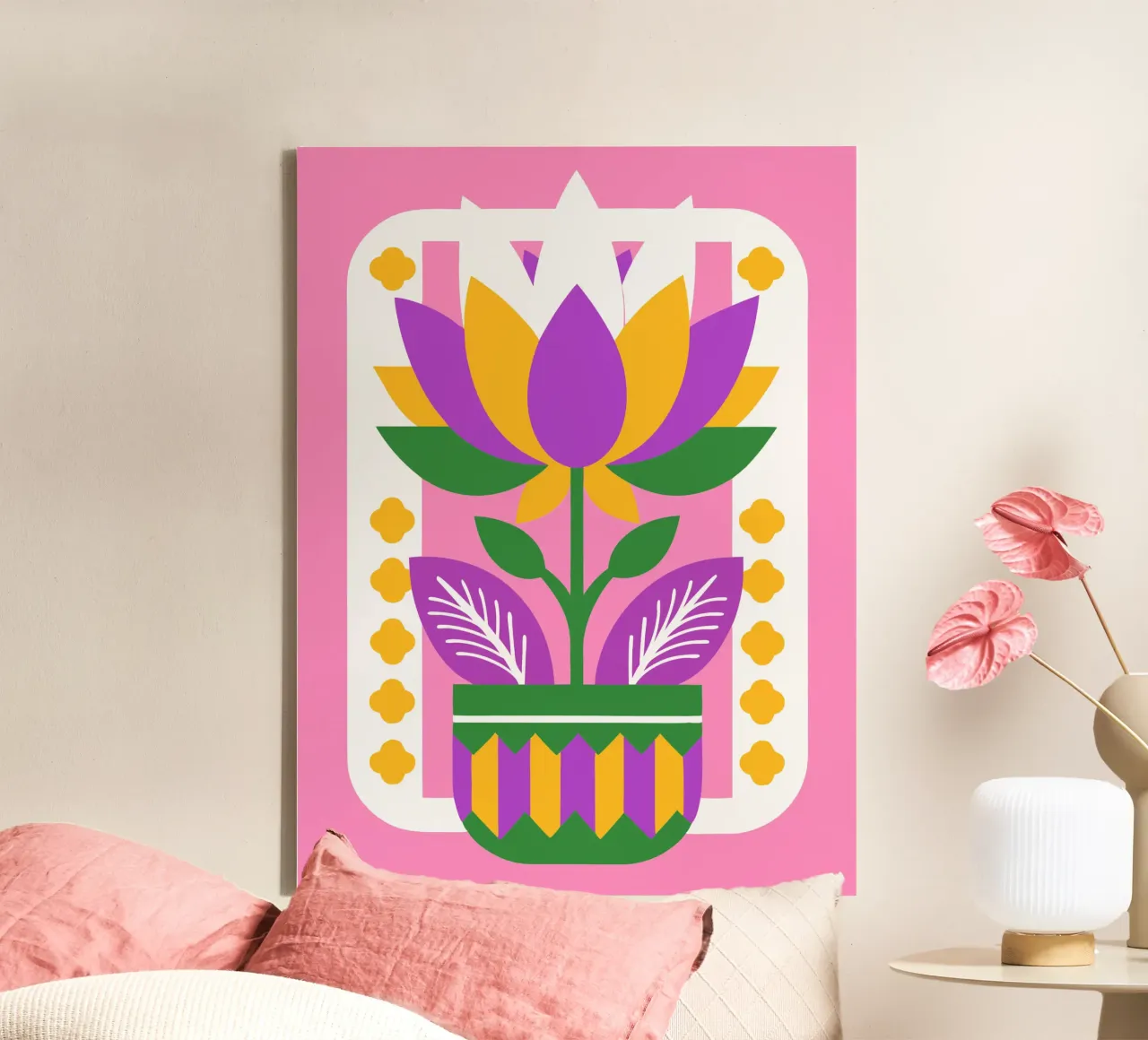 Bloempot canvas met Baklijst van FLOWER PLACE SHOP