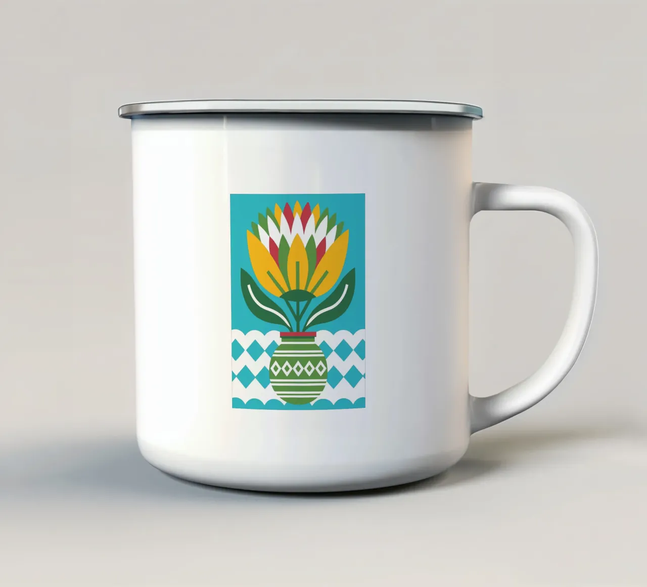 Vaso di fiori tazza in smalto da FLOWER PLACE SHOP