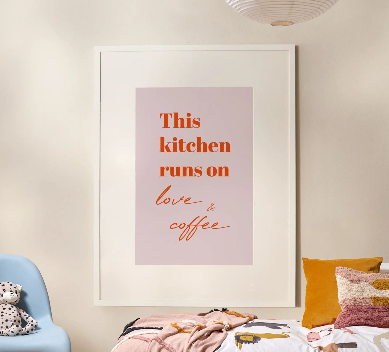 This kitchen runs on love and coffee Poster von Typo Designs