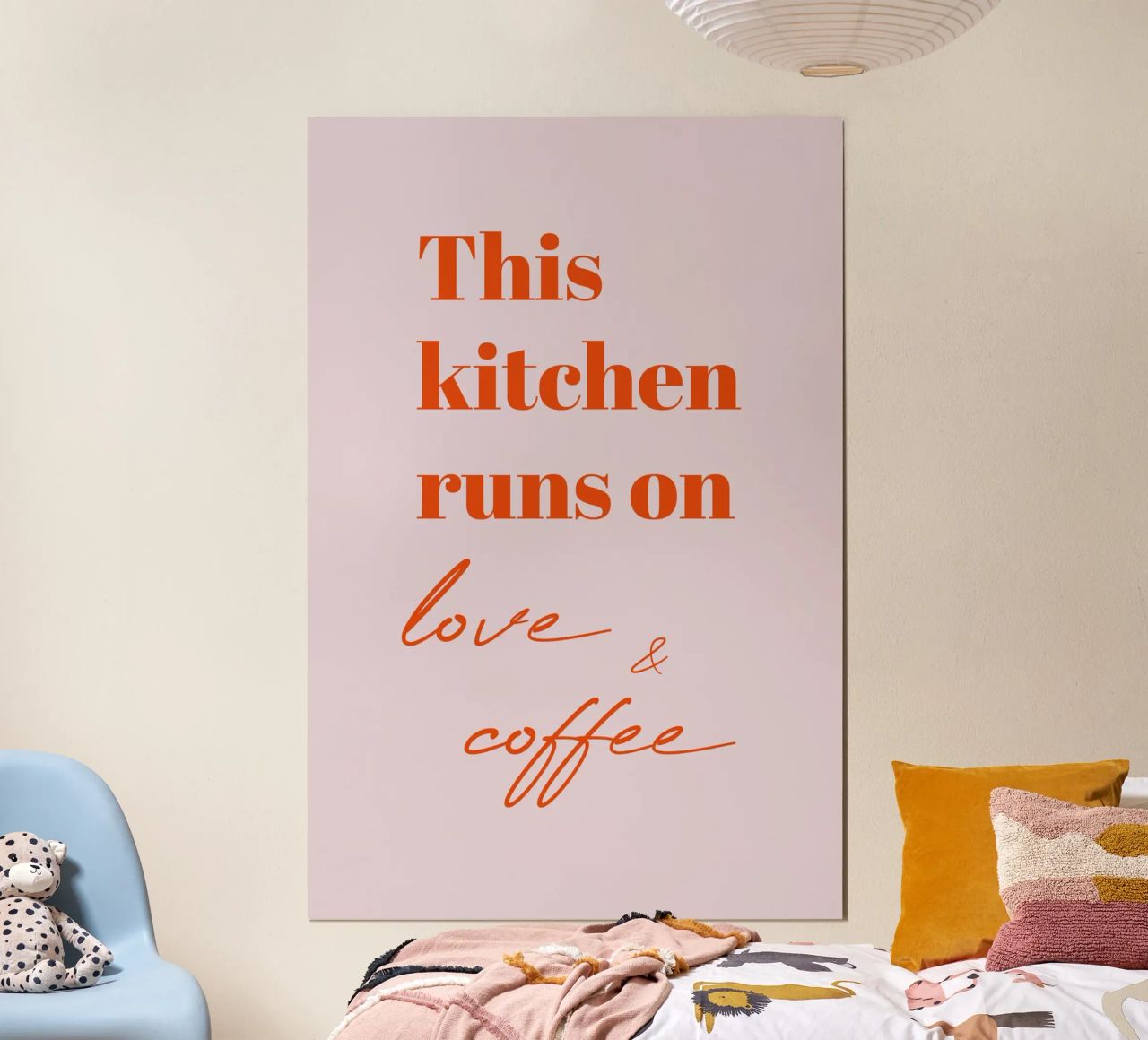 This kitchen runs on love and coffee Poster von Typo Designs