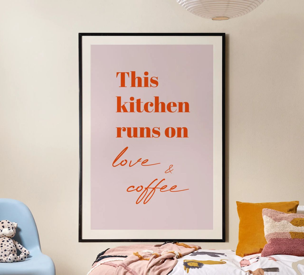 This kitchen runs on love and coffee Poster von Typo Designs