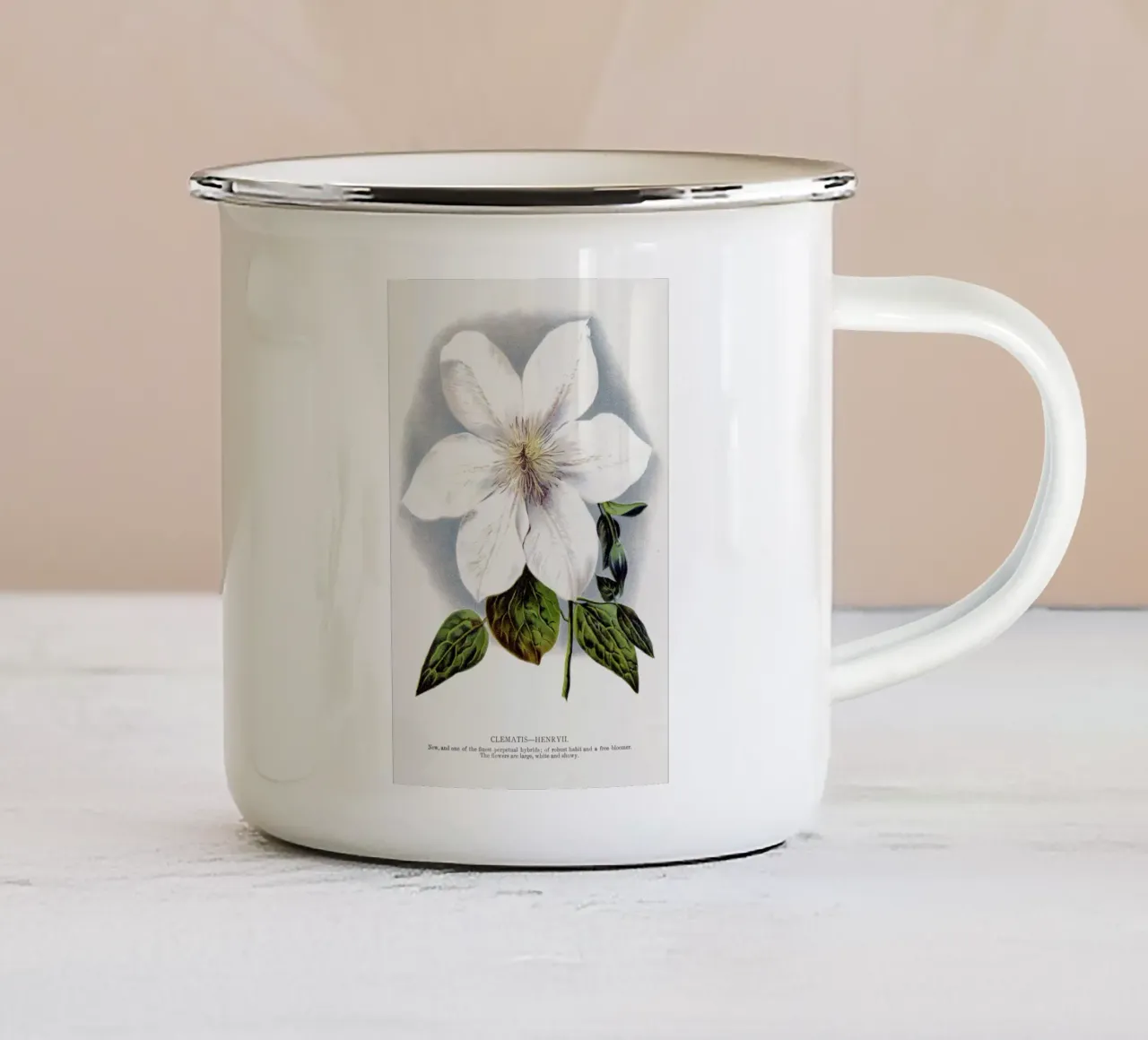 Clematis flower tazza in smalto da vintageshop