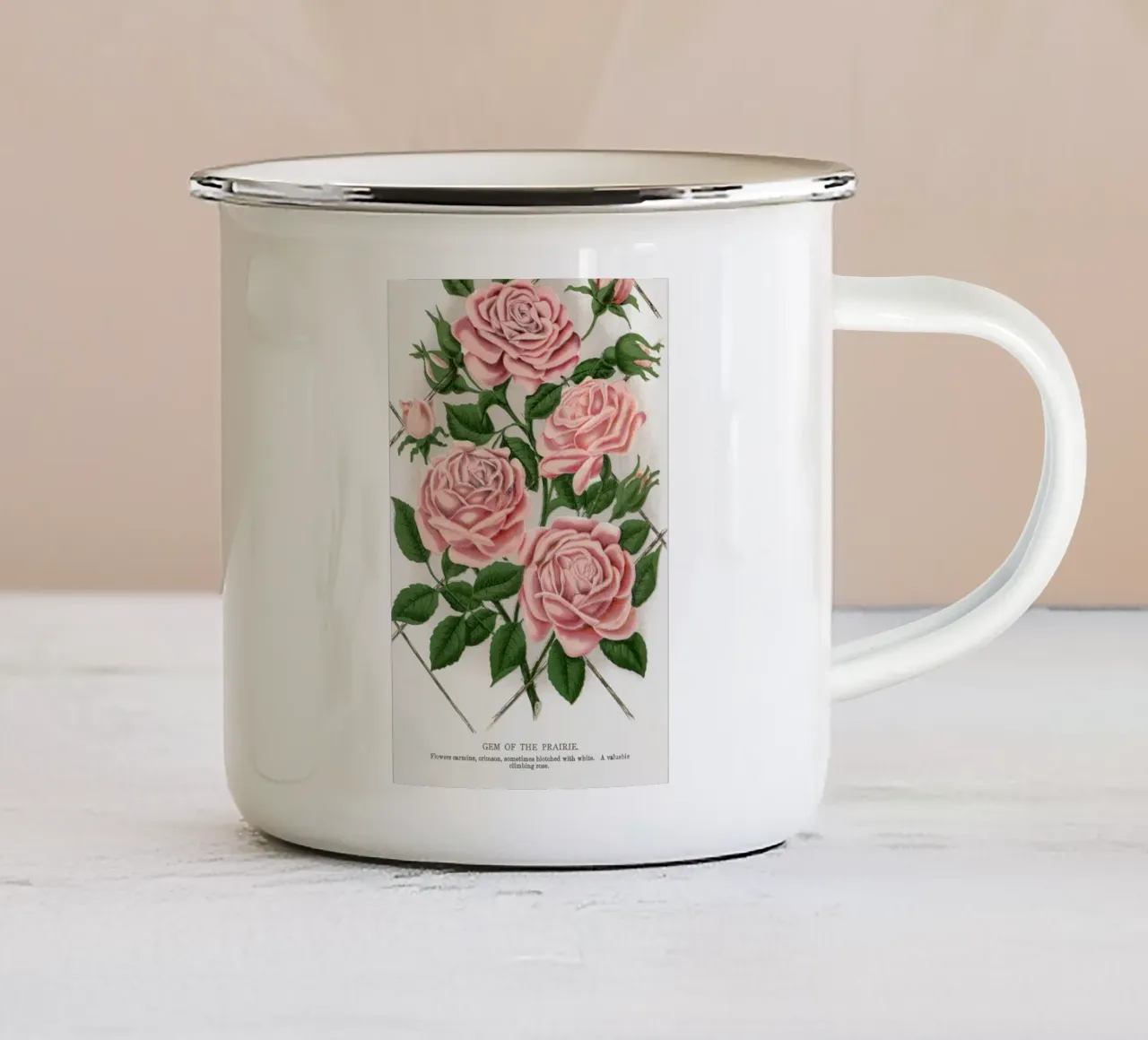 Pink rose, Gem of the Prairie tazza in smalto da vintageshop