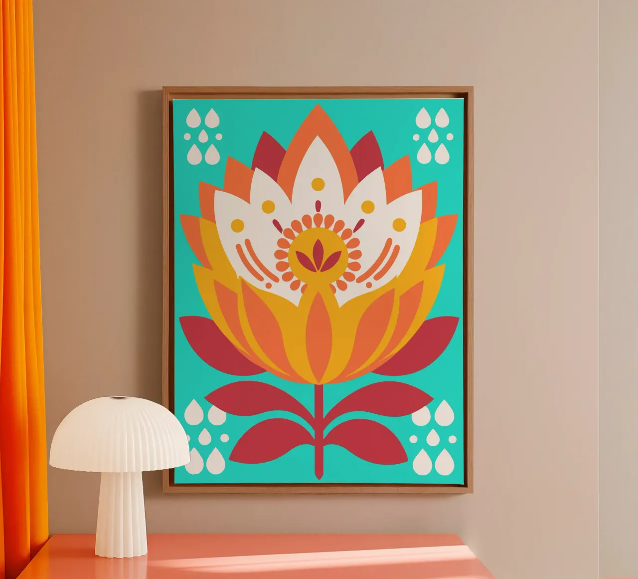 Lotusbloem canvas met Baklijst van FLOWER PLACE SHOP