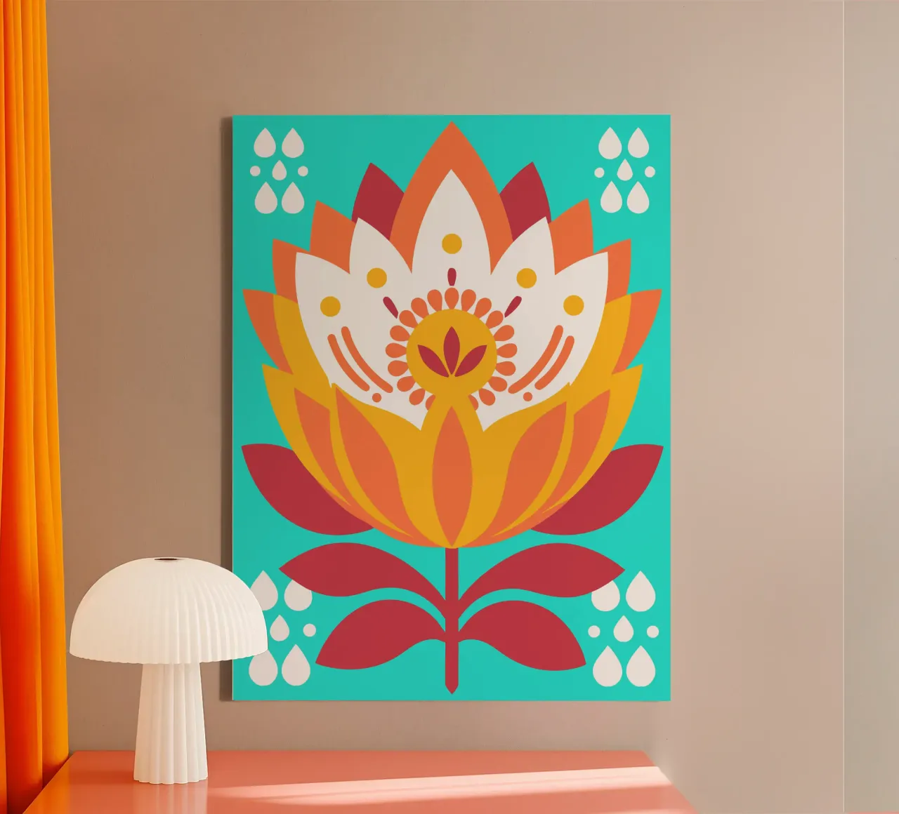 Lotusbloem canvas met Baklijst van FLOWER PLACE SHOP