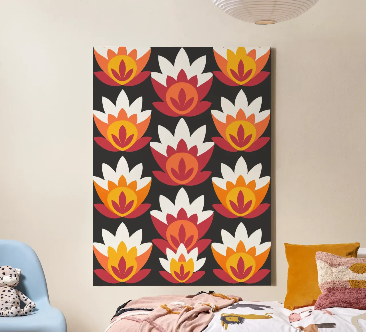 Lotusbloem Pettern canvas met Baklijst van FLOWER PLACE SHOP