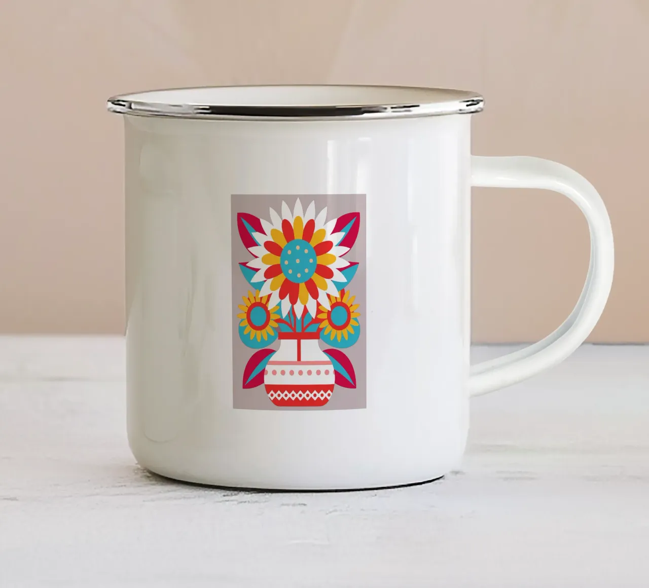 Girasoli in vaso tazza in smalto da FLOWER PLACE SHOP