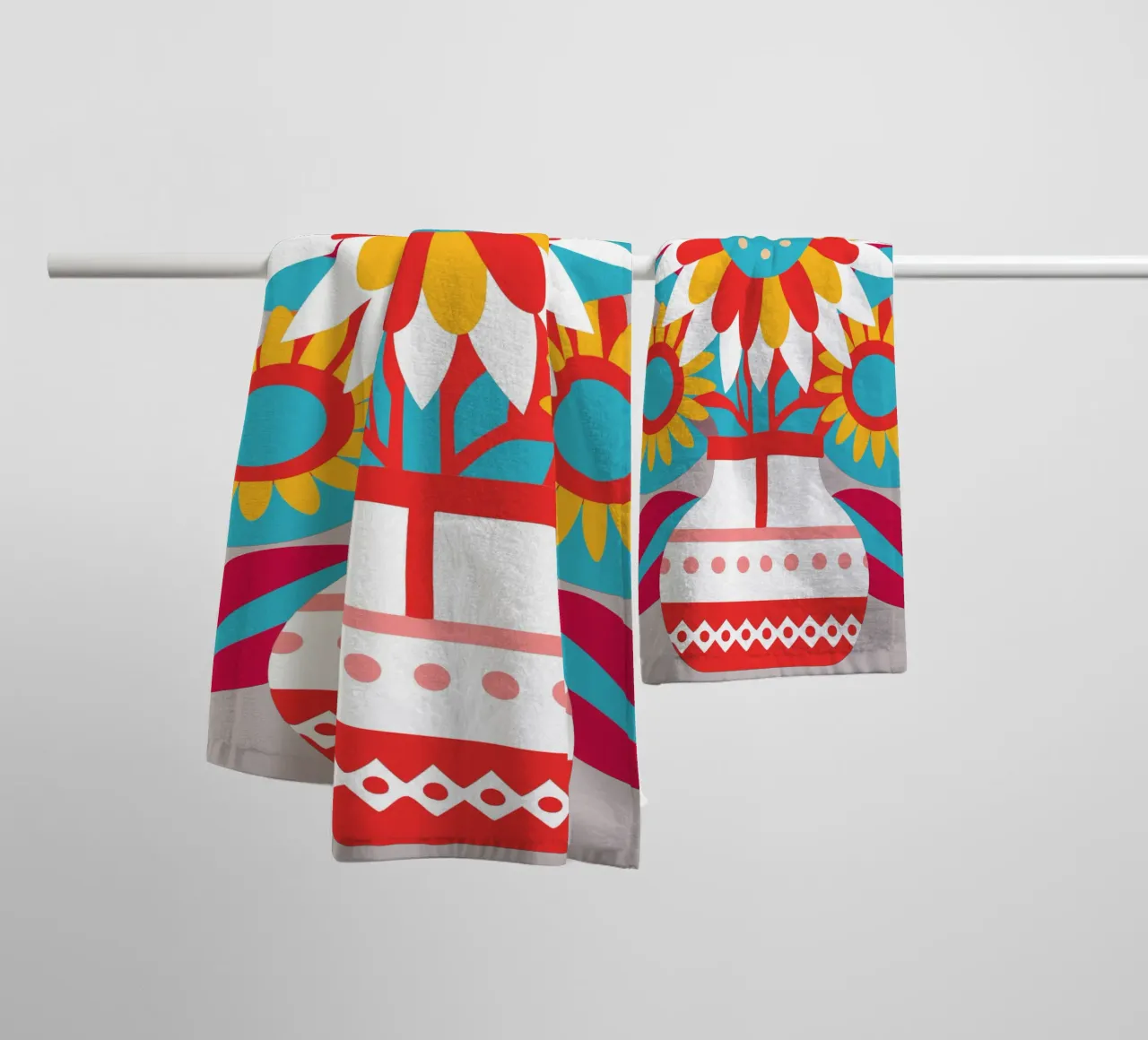 Potted Sunflowers towel by FLOWER PLACE SHOP