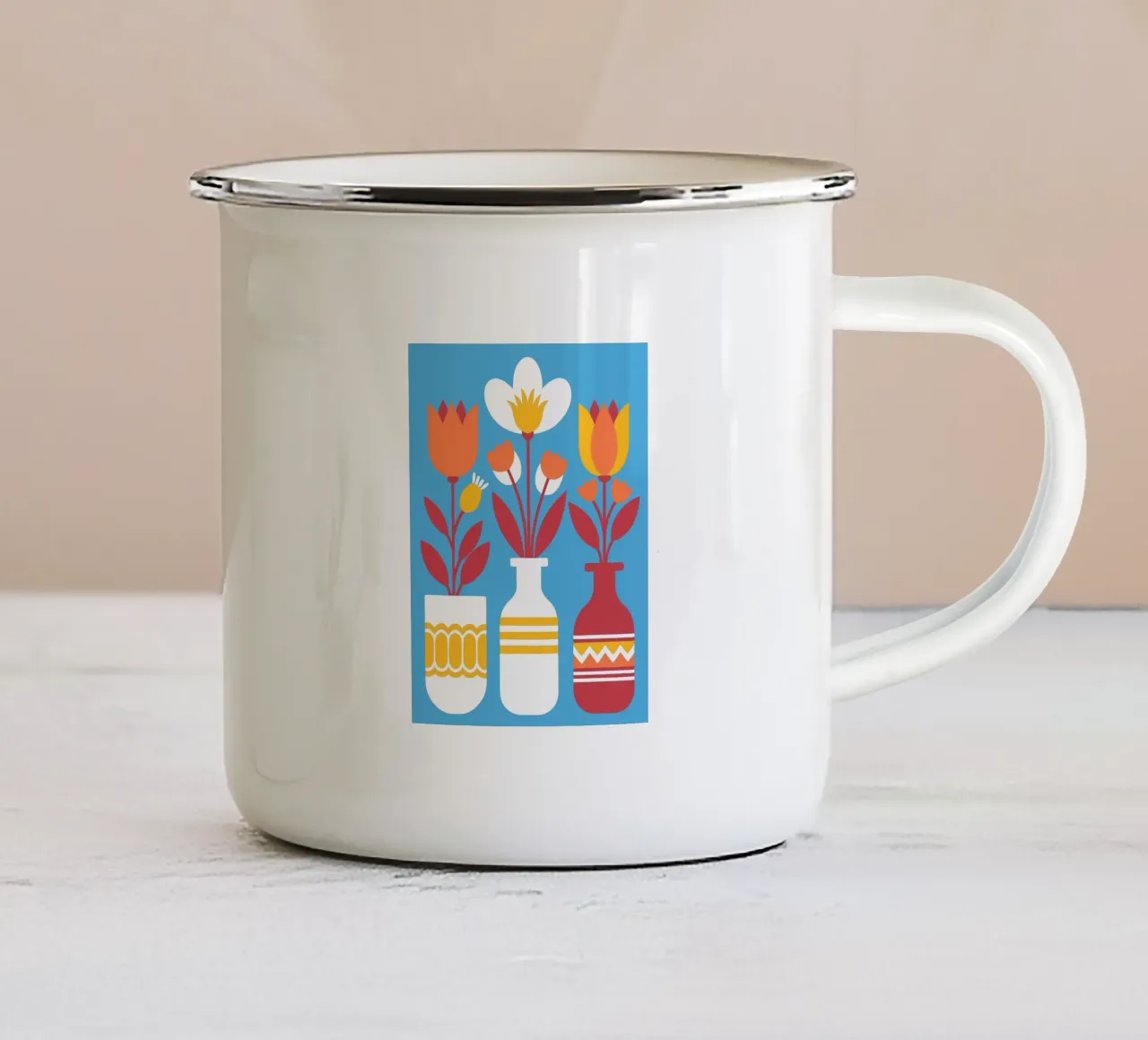 Tre vasi di fiori tazza in smalto da FLOWER PLACE SHOP