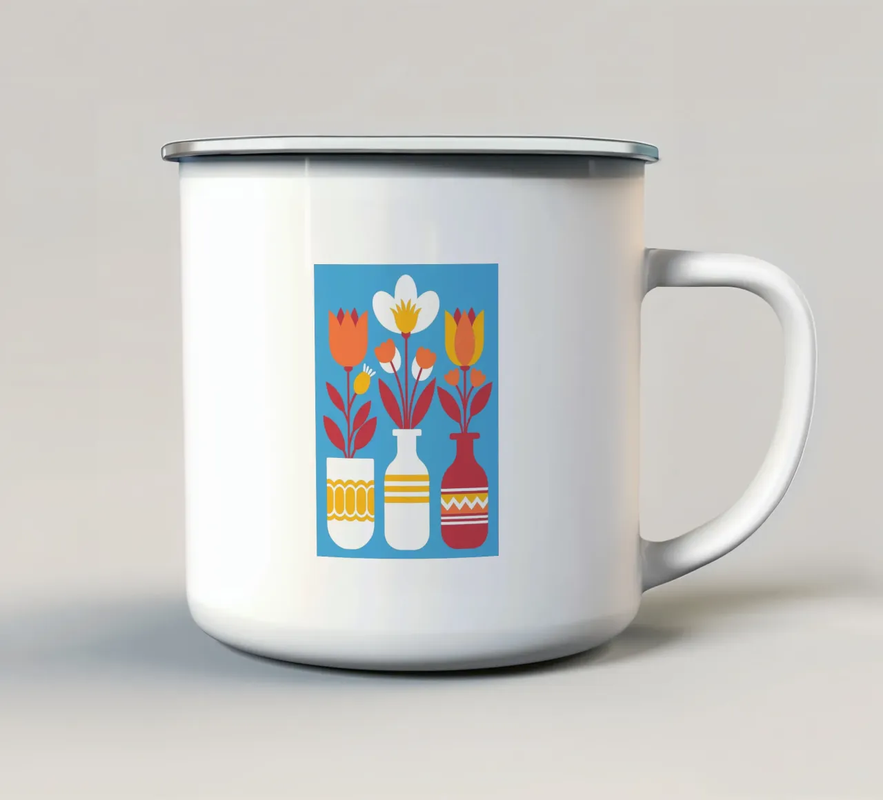 Tre vasi di fiori tazza in smalto da FLOWER PLACE SHOP