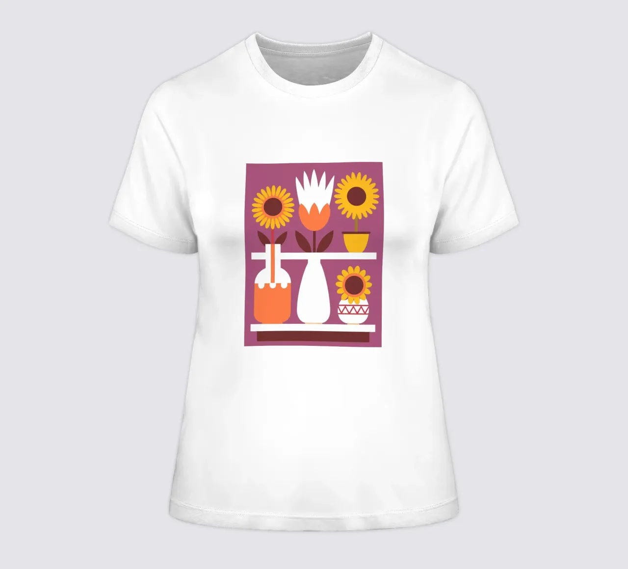 Three Flower Vases women's fitted t-shirt by FLOWER PLACE SHOP