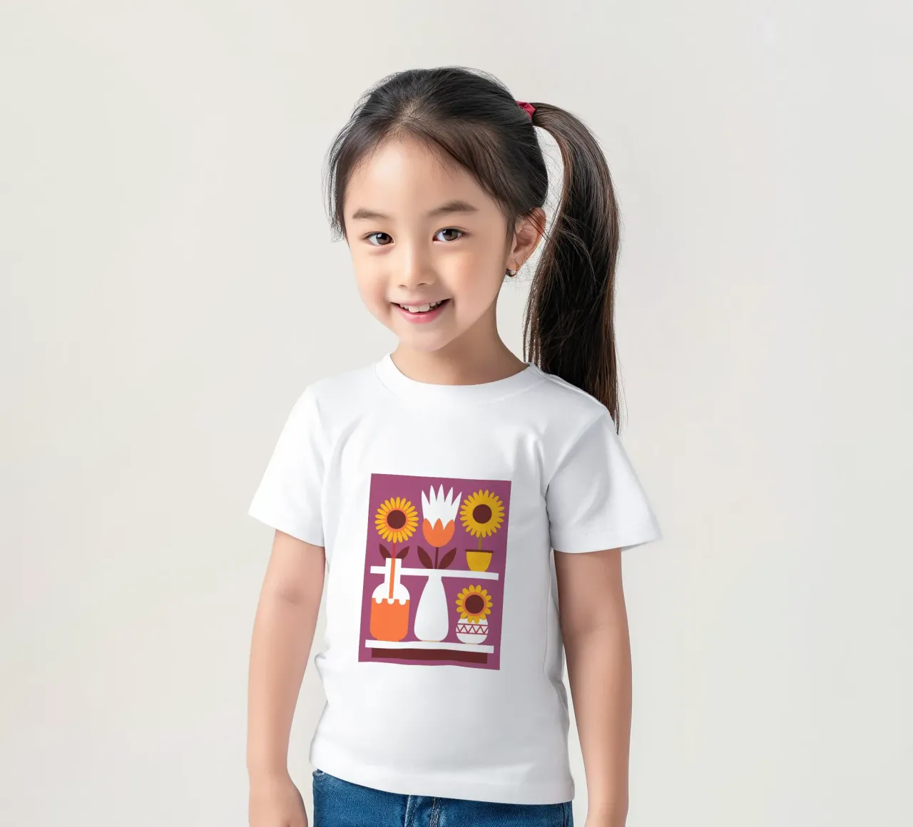 Three Flower Vases kids t-shirt by FLOWER PLACE SHOP