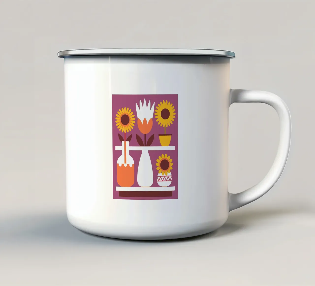 Tre vasi di fiori tazza in smalto da FLOWER PLACE SHOP