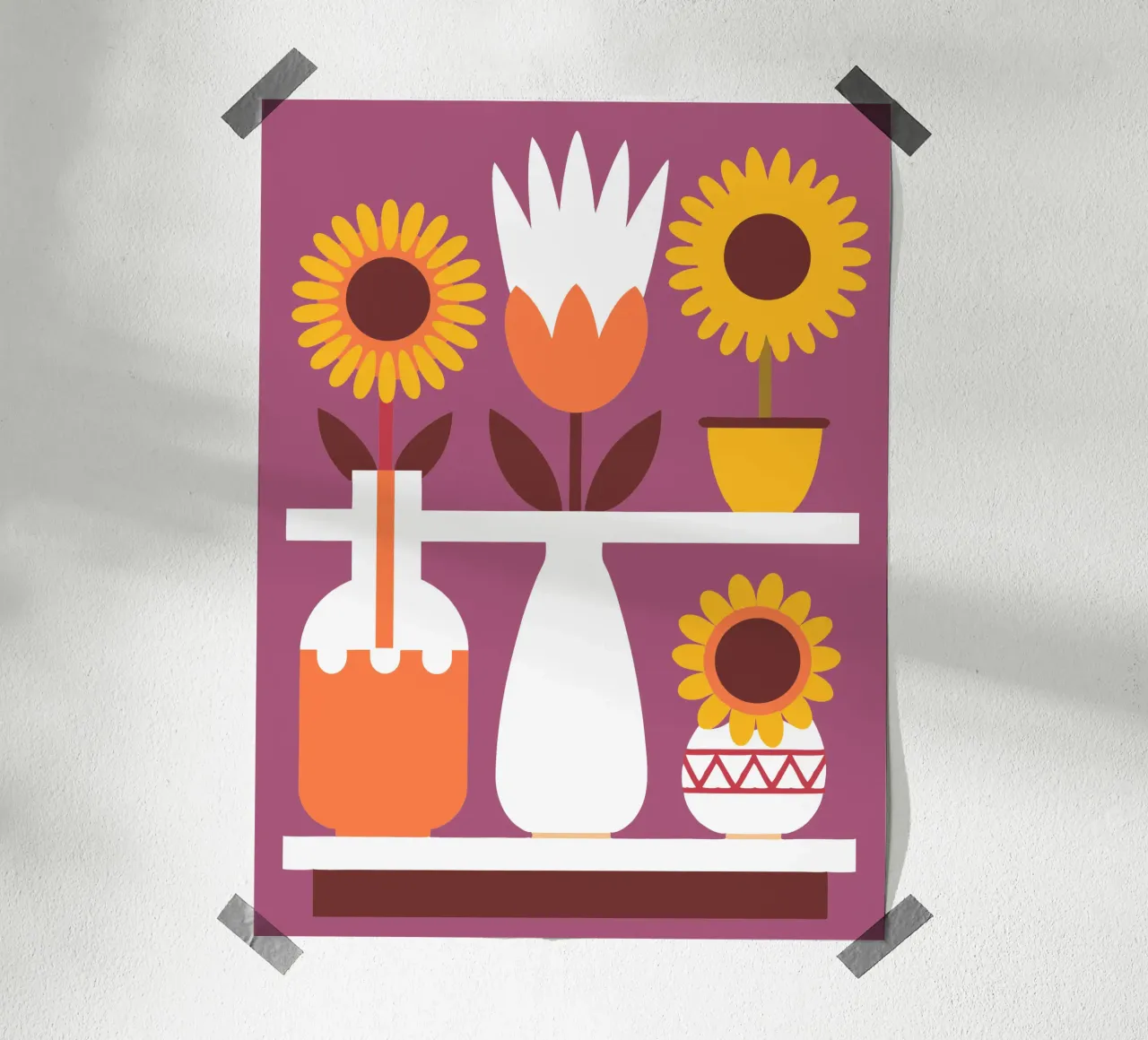 Tre vasi di fiori poster con telaio in alluminio da FLOWER PLACE SHOP