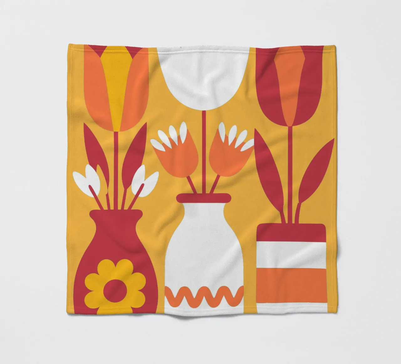 Three Flower Vases fleece blanket by FLOWER PLACE SHOP