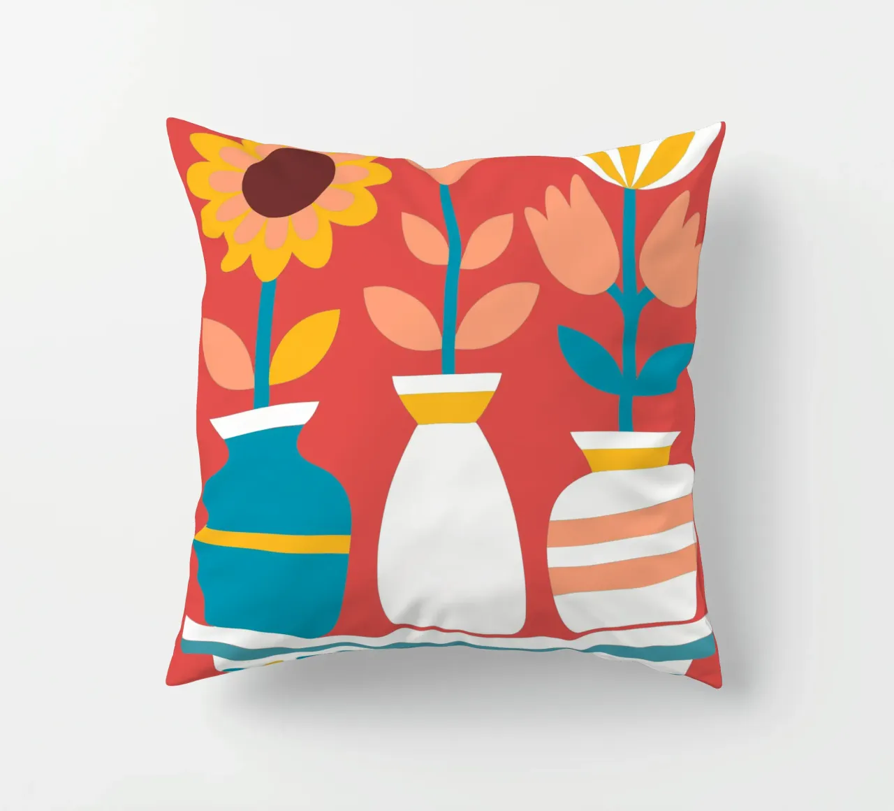 Three Flower Vases decorative cushion by FLOWER PLACE SHOP
