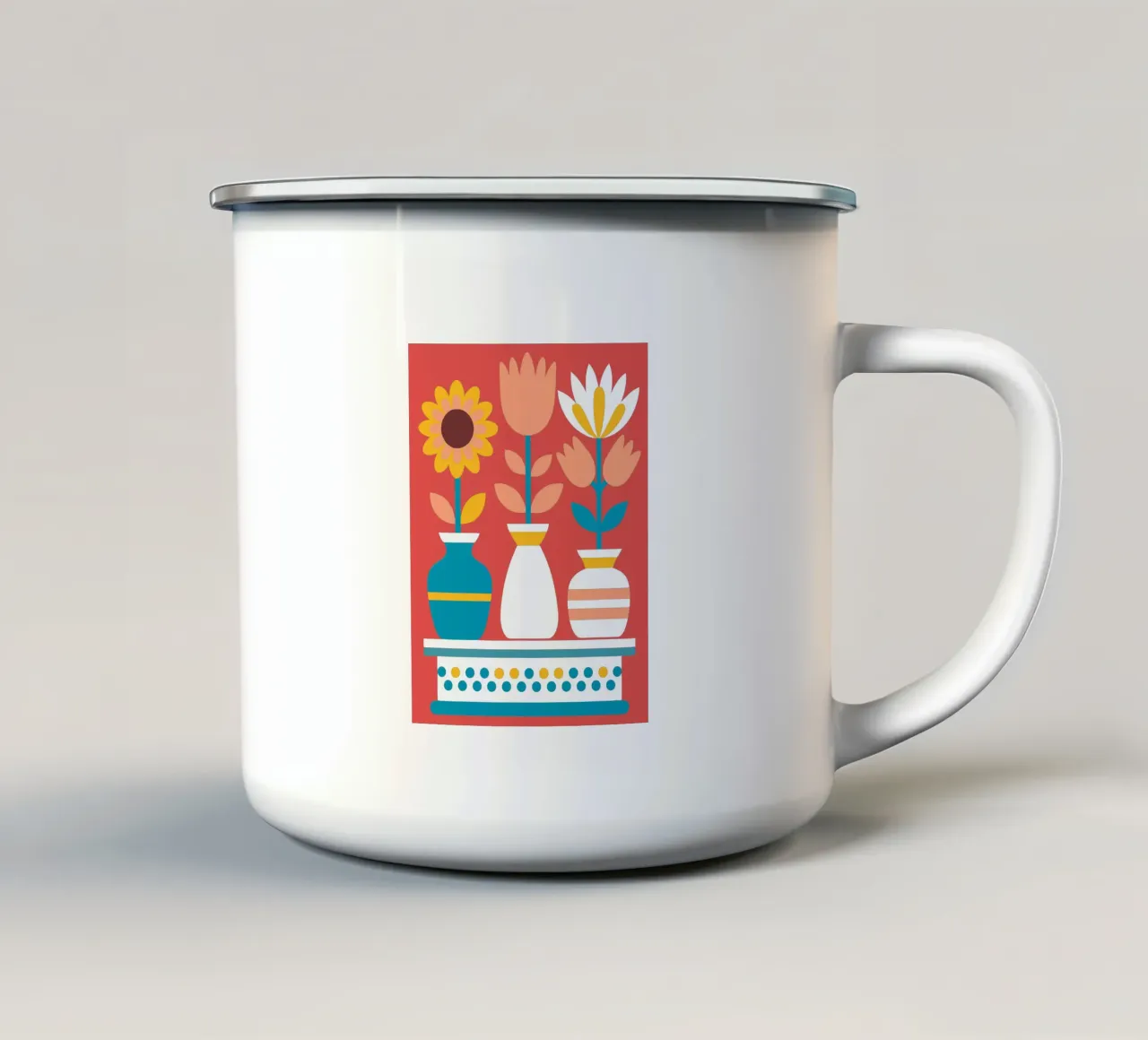 Tre vasi di fiori tazza in smalto da FLOWER PLACE SHOP