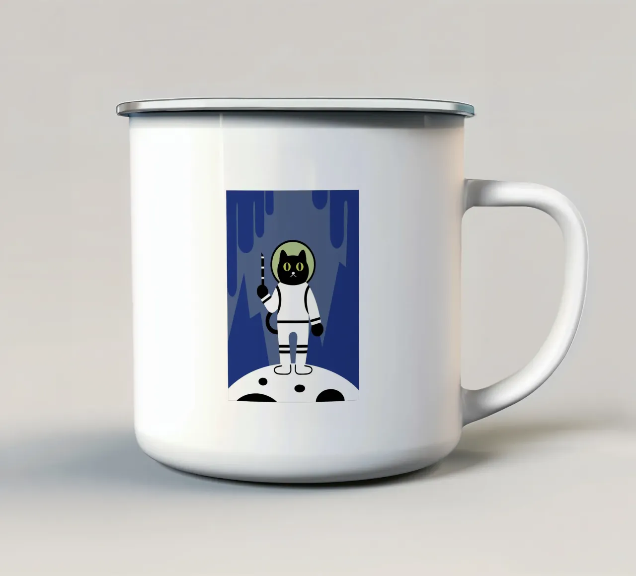 Gatto astronauta tazza in smalto da LOOK DIFFERENT