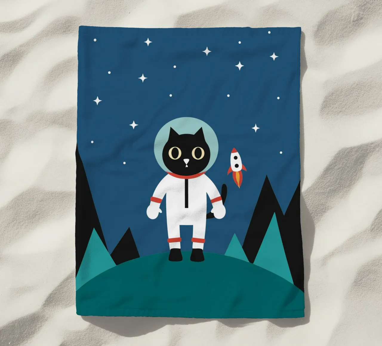 Gatto astronauta telo mare da LOOK DIFFERENT