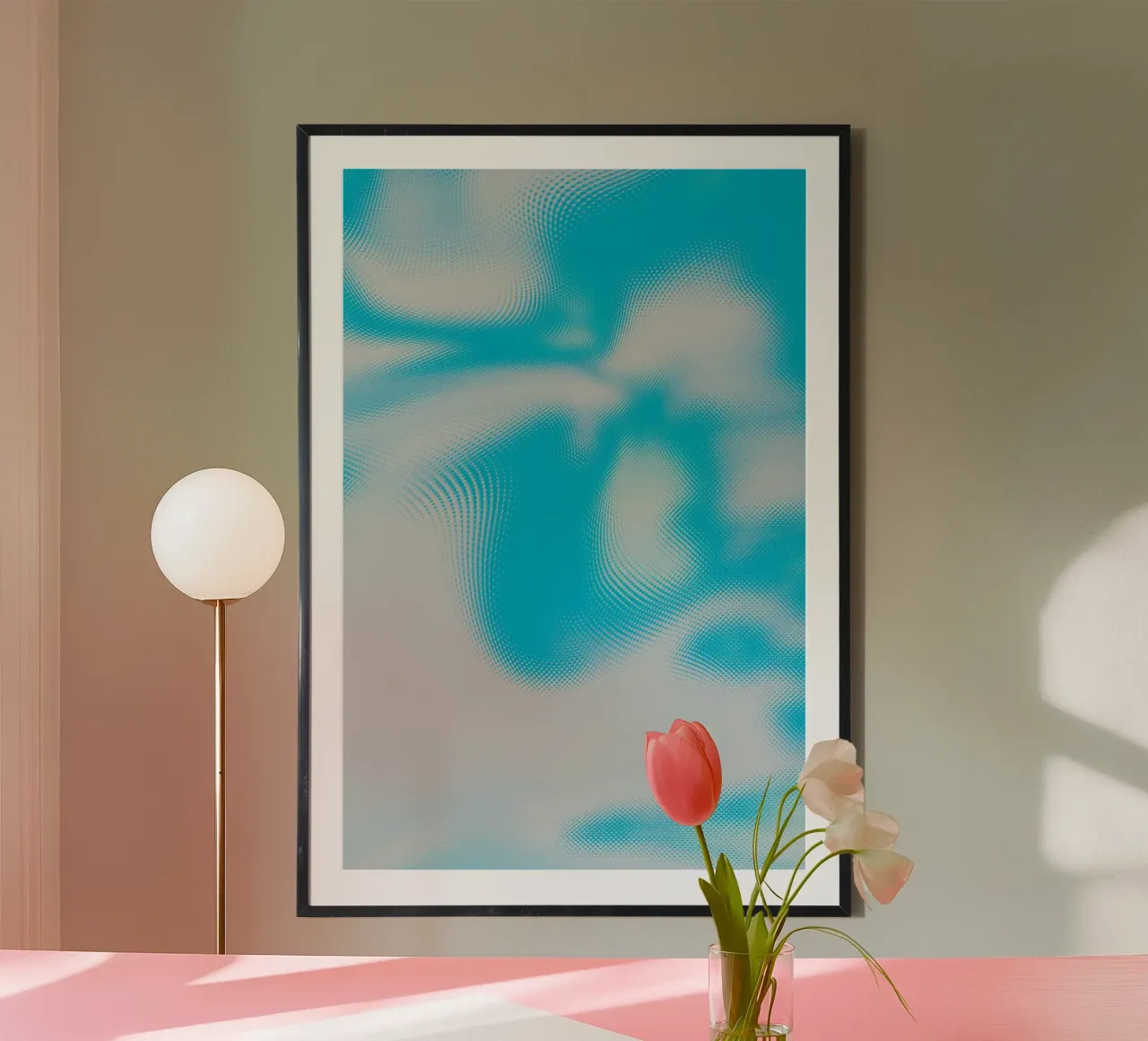 abstracte wervelingen poster met houten frame van Bleu