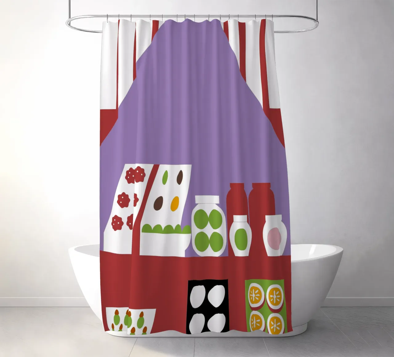 Fruit store shower curtain by LOOK DIFFERENT