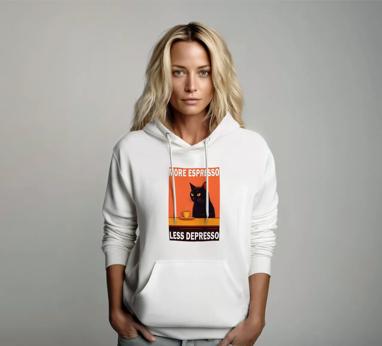 More Espresso Less Depresso Funny Cat felpa con cappuccio da Nayara