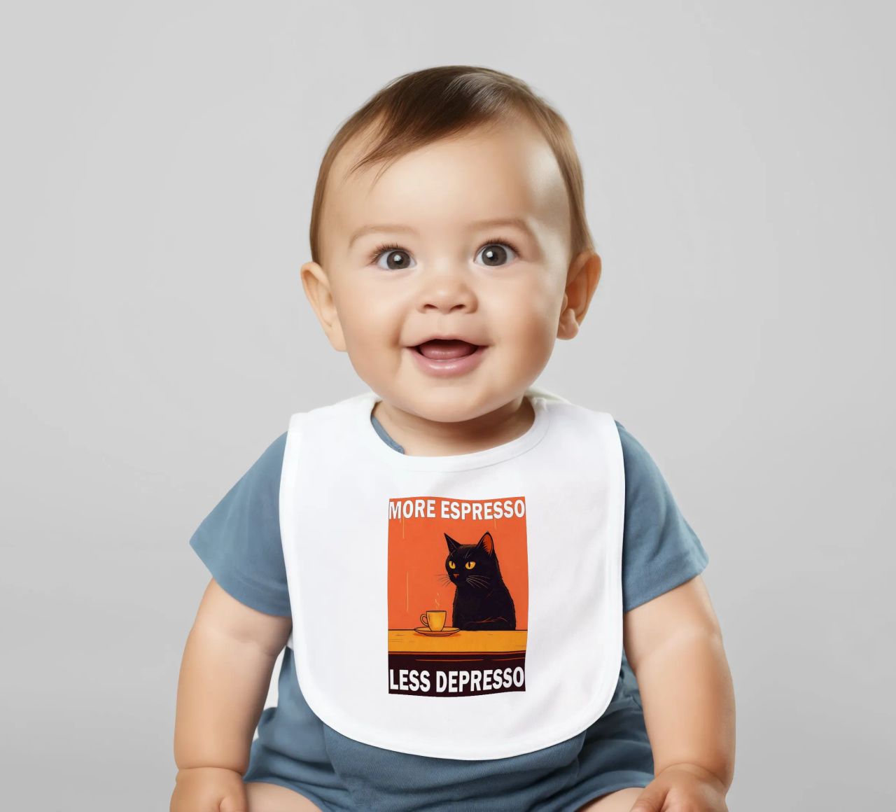 More Espresso Less Depresso Funny Cat bavaglino da Nayara