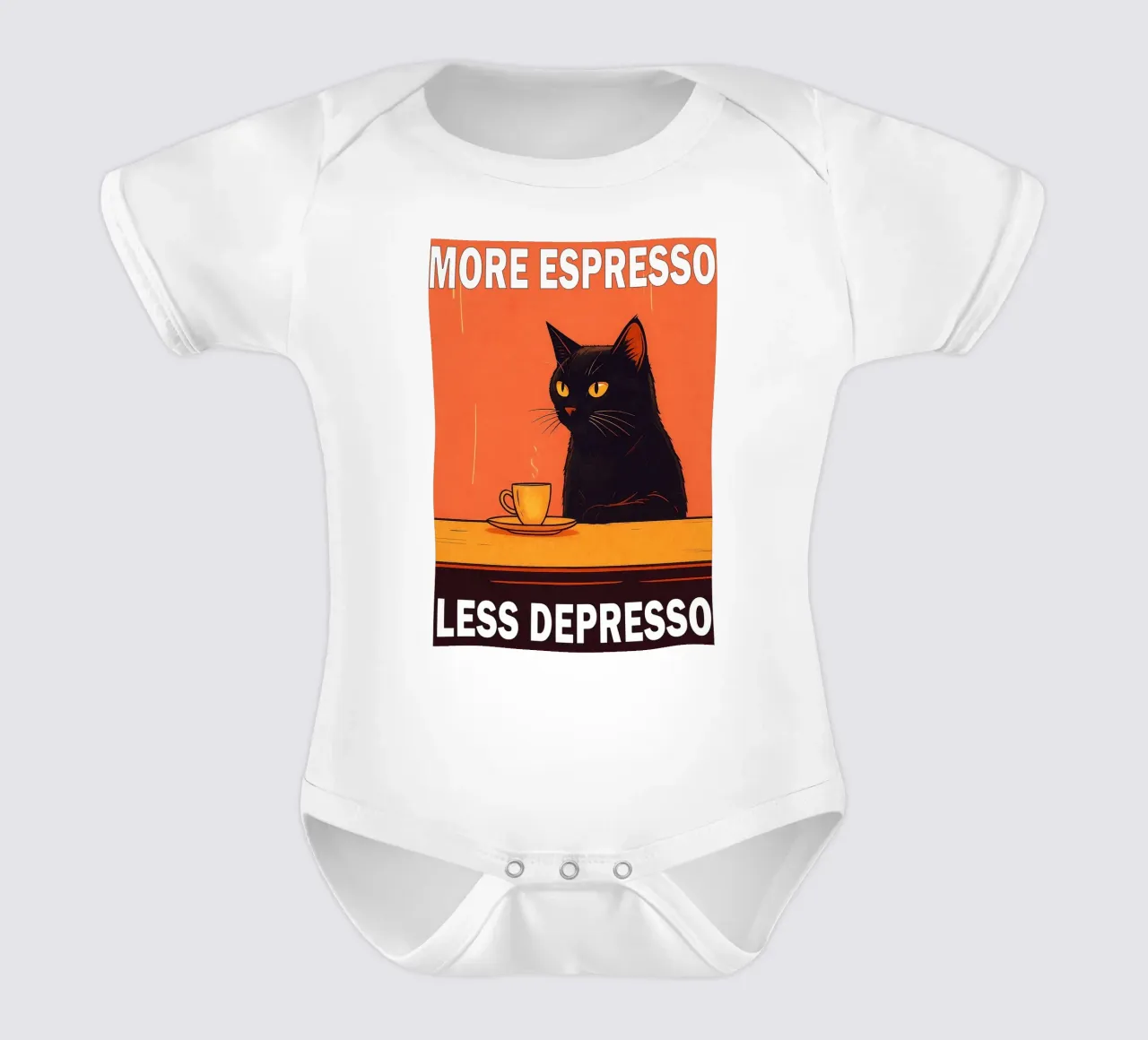 More Espresso Less Depresso Funny Cat body neonato maniche corte da Nayara